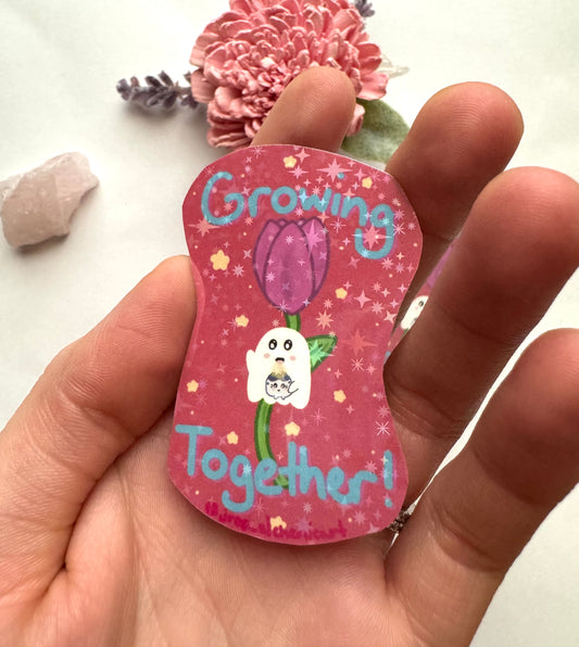 Growing Together with the Flowers Sparkly Vinyl Sticker