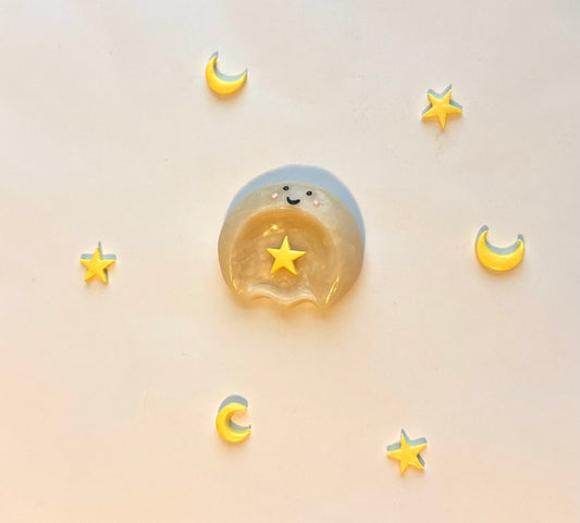 Wishing Star Ghost Clay Worry Stone