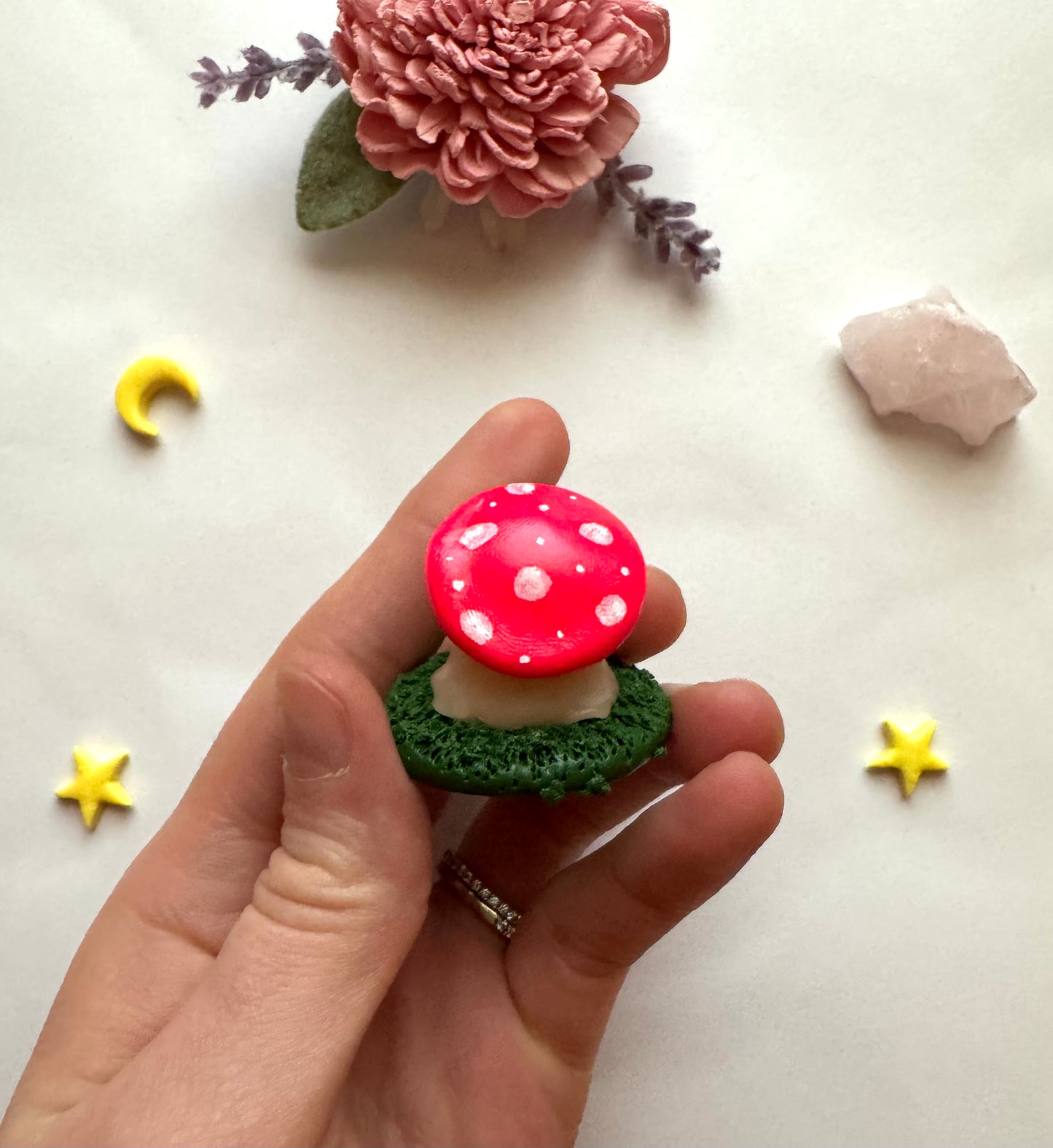 Mushroom Ghost Clay Desk Friend