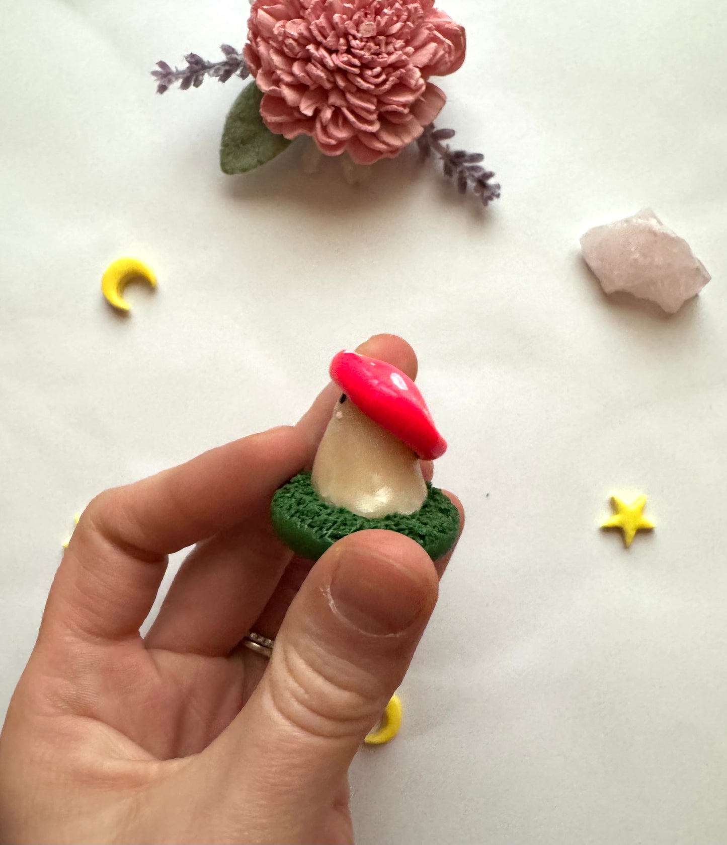 Mushroom Ghost Clay Desk Friend