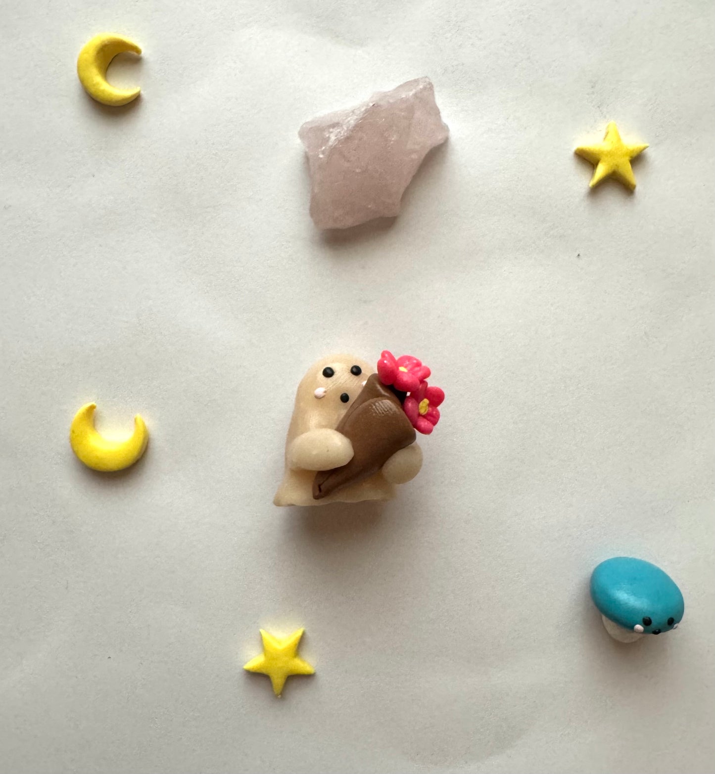 Clay Flower Bouquet Ghost Desk Friend
