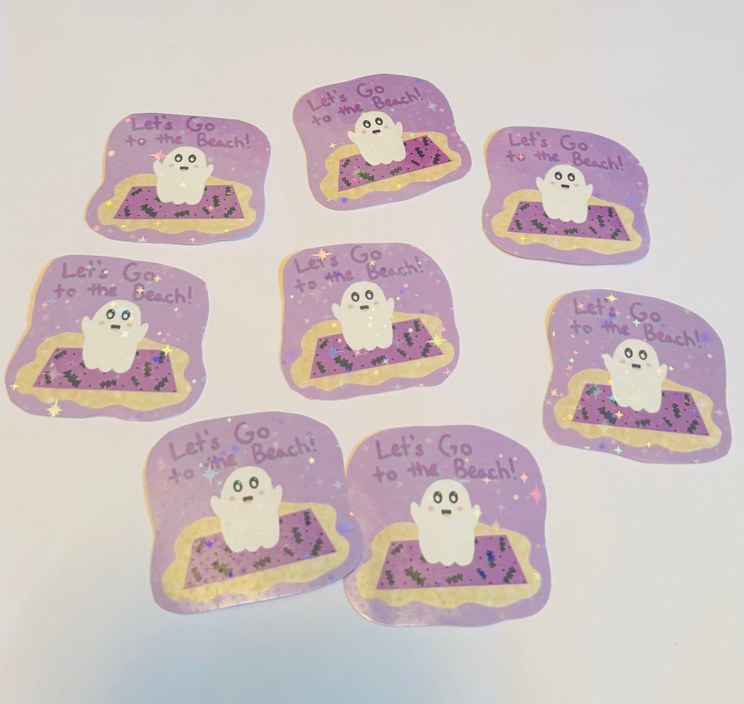 Let’s Go to the Beach Boo Sparkly Holographic Vinyl Sticker