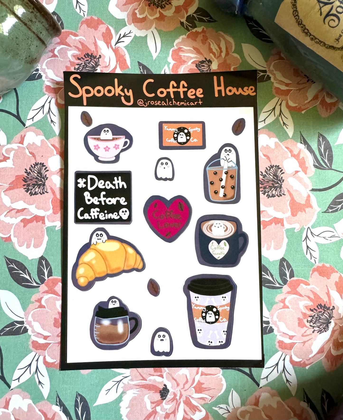 Spooky Coffee House Sticker Sheet