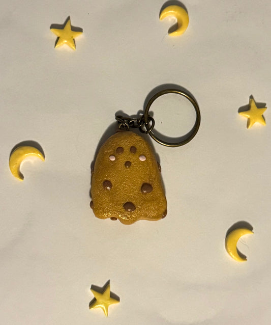 Chocolate Chip Pancake Clay Ghost Keychain
