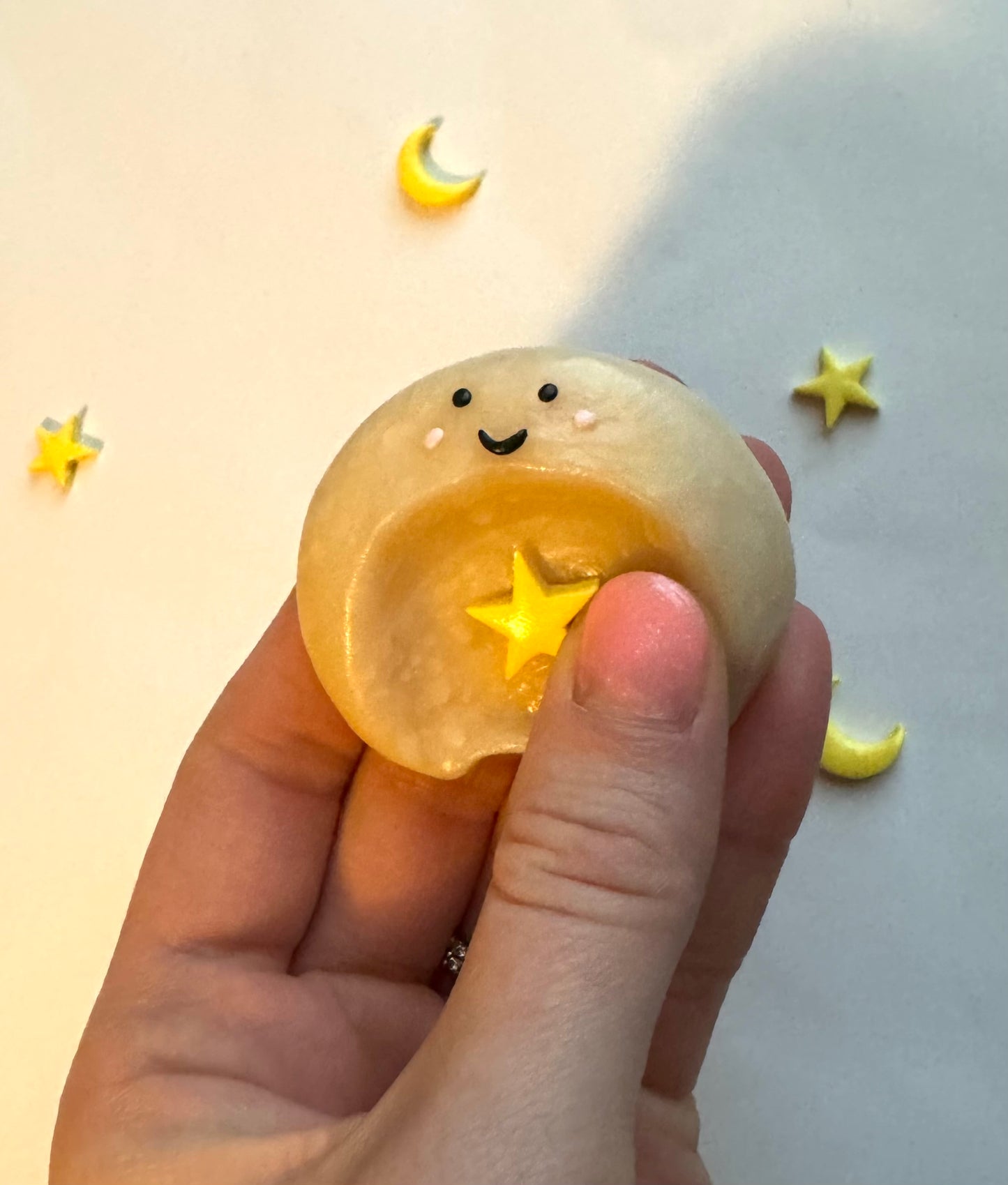 Wishing Star Ghost Clay Worry Stone