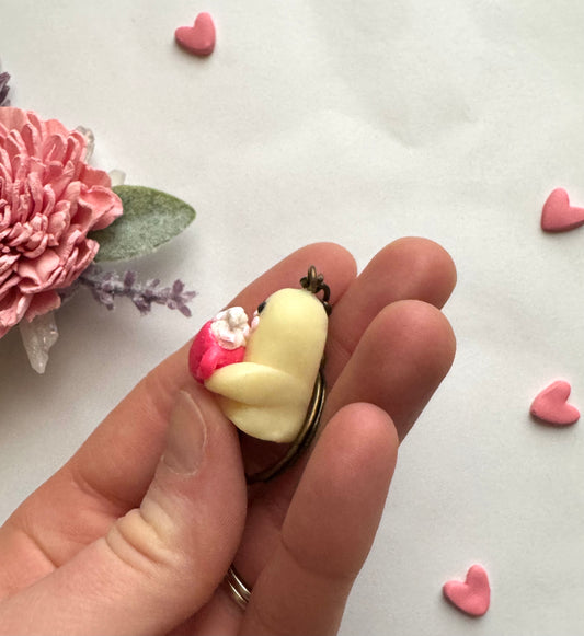 Clay Ghost and Coffee with Sprinkles Keychain