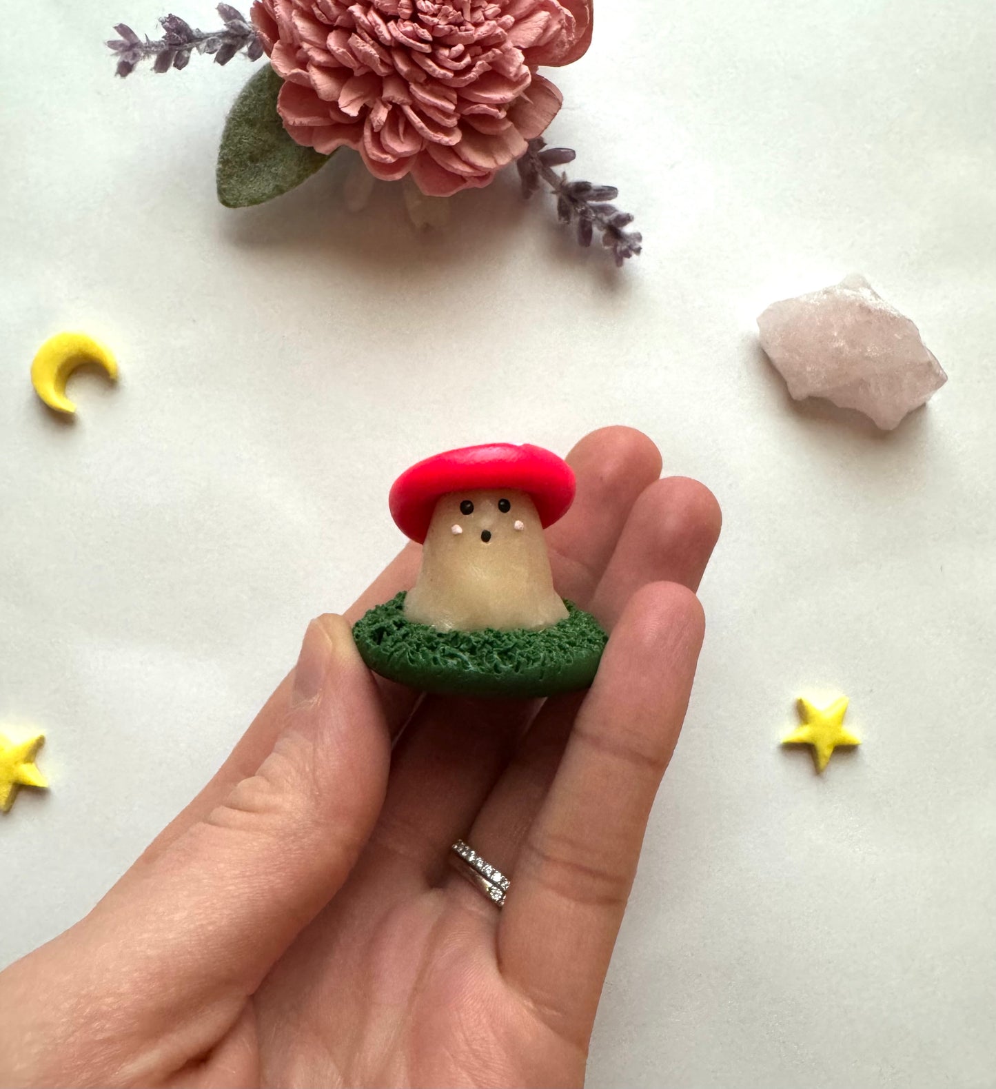 Mushroom Ghost Clay Desk Friend