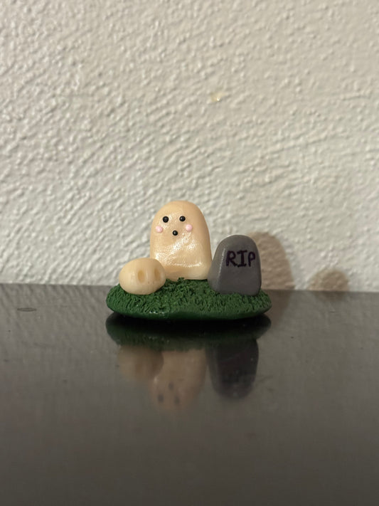 Gravestone and Ghost Clay Desk Friend