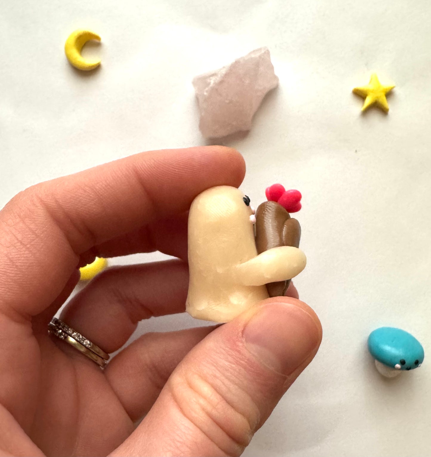 Clay Flower Bouquet Ghost Desk Friend
