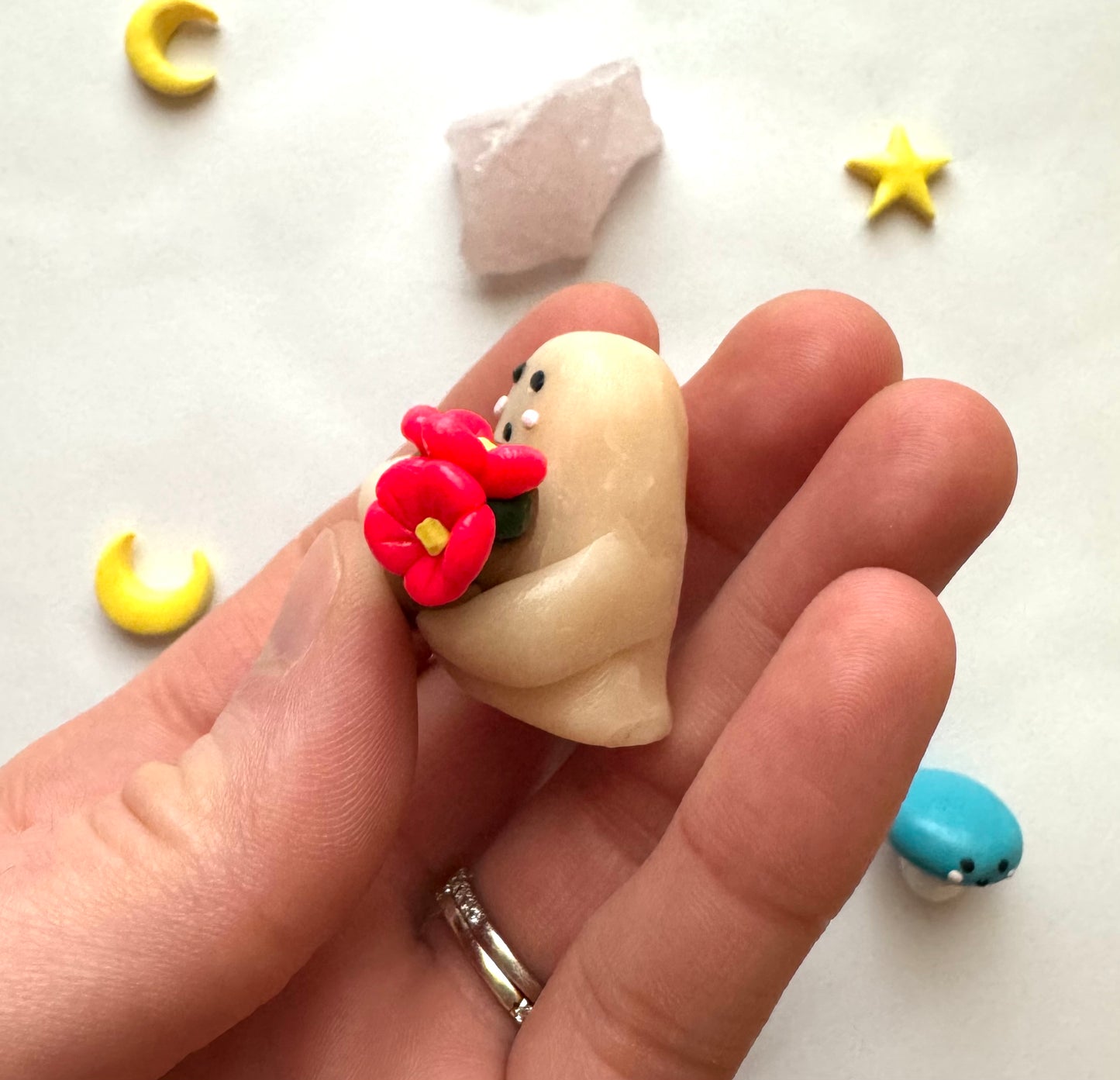 Clay Flower Bouquet Ghost Desk Friend