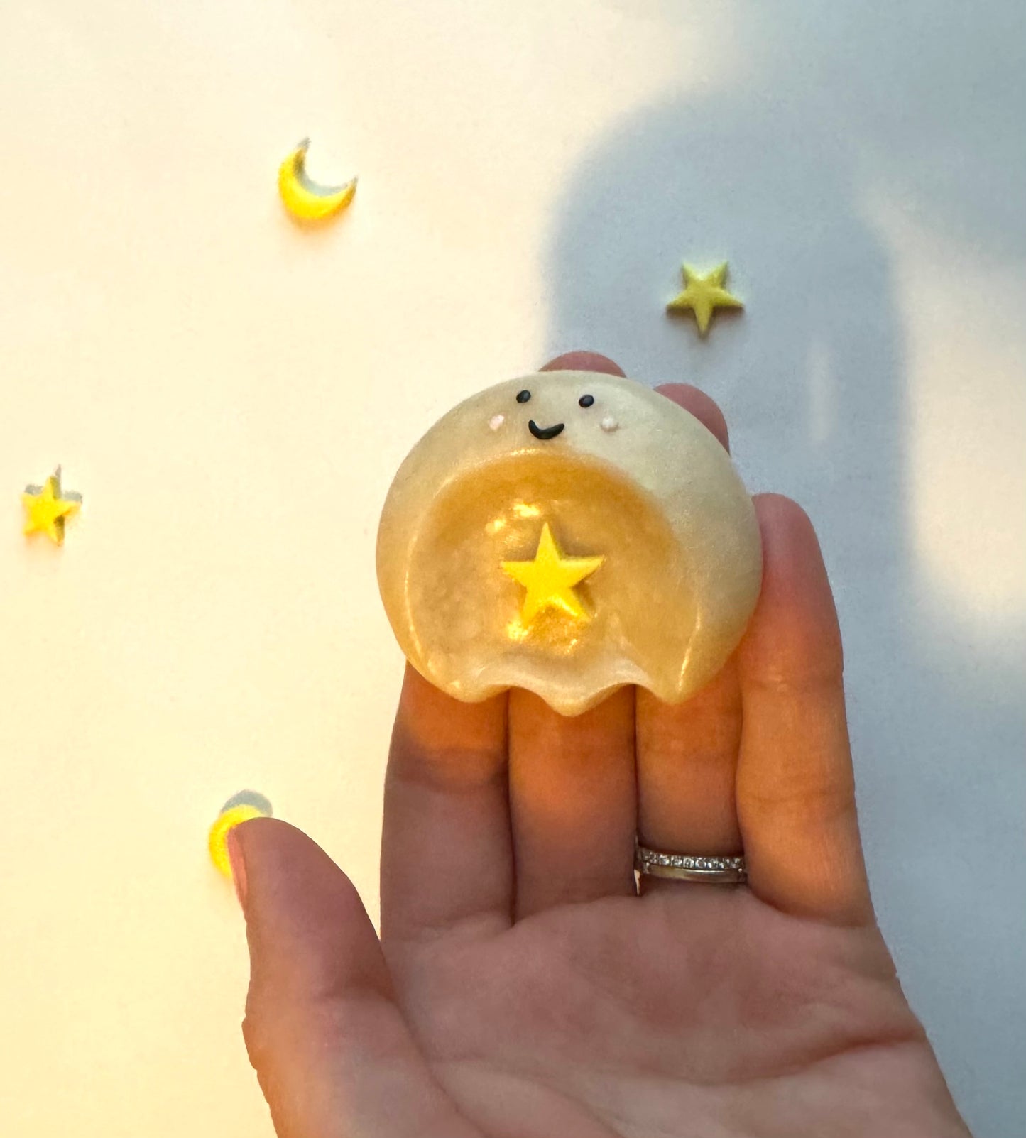 Wishing Star Ghost Clay Worry Stone