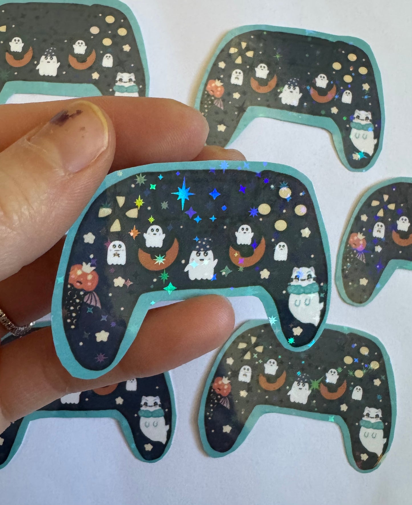 Spooky Game Controller Sparkly Vinyl Sticker