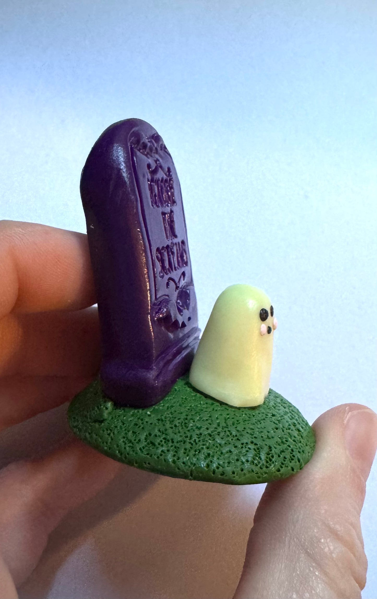 Clay Grave Ghost Desk Friend with Glow in the Dark Ghost!