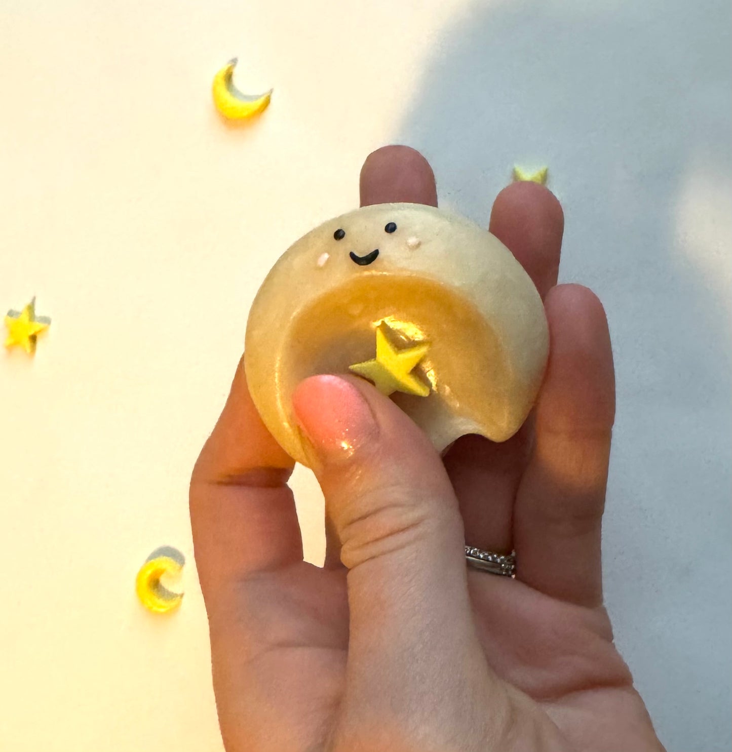 Wishing Star Ghost Clay Worry Stone