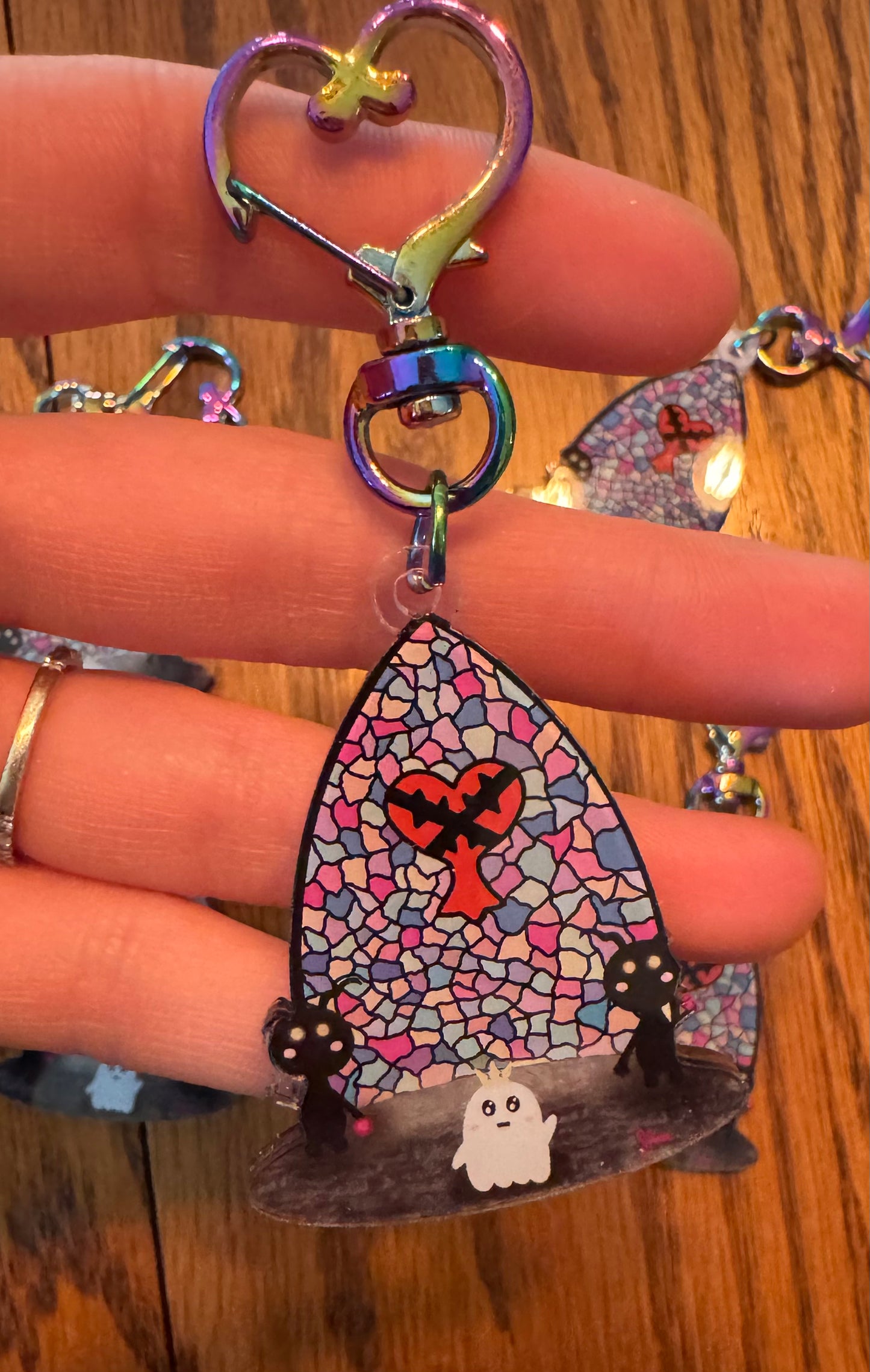Stained Glass Shadow and Ghost Friend Epoxy Keychain