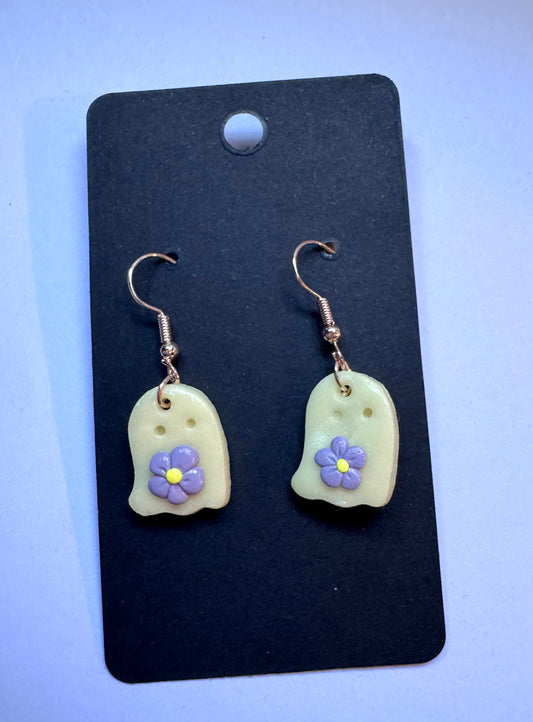 Mini Clay Ghost Floral Earrings