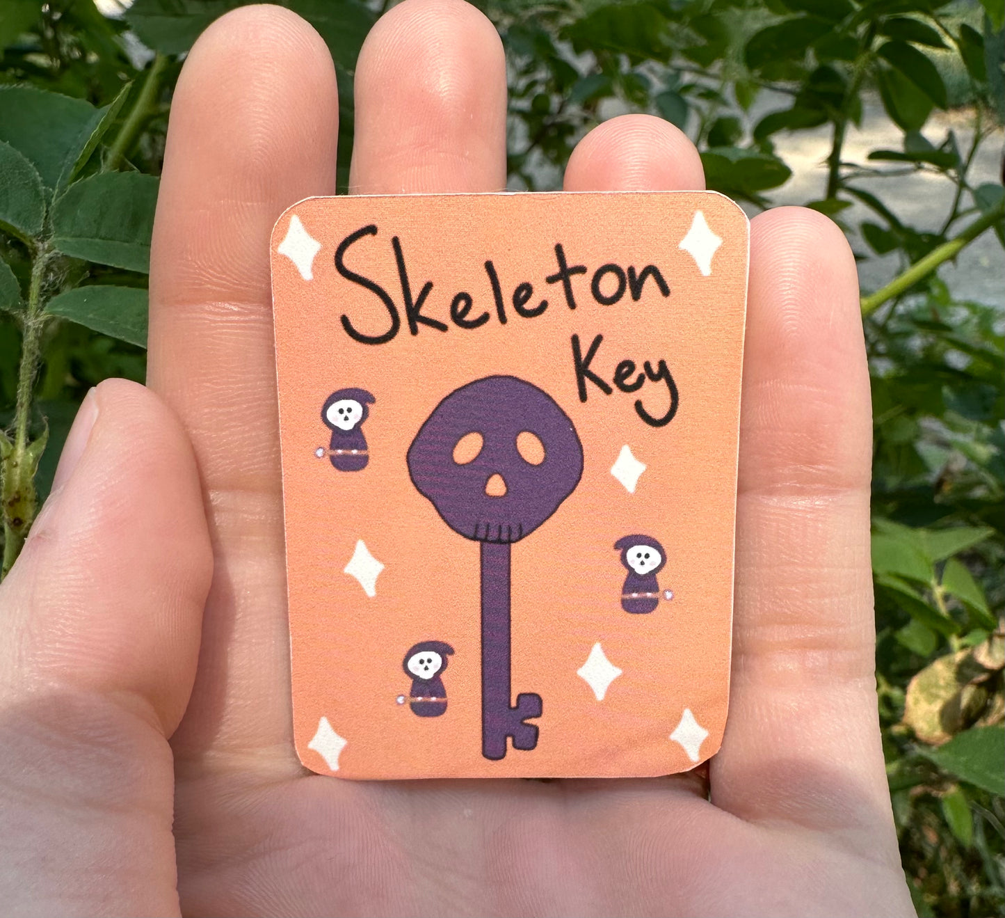 Skeleton Key White Glossy Sticker