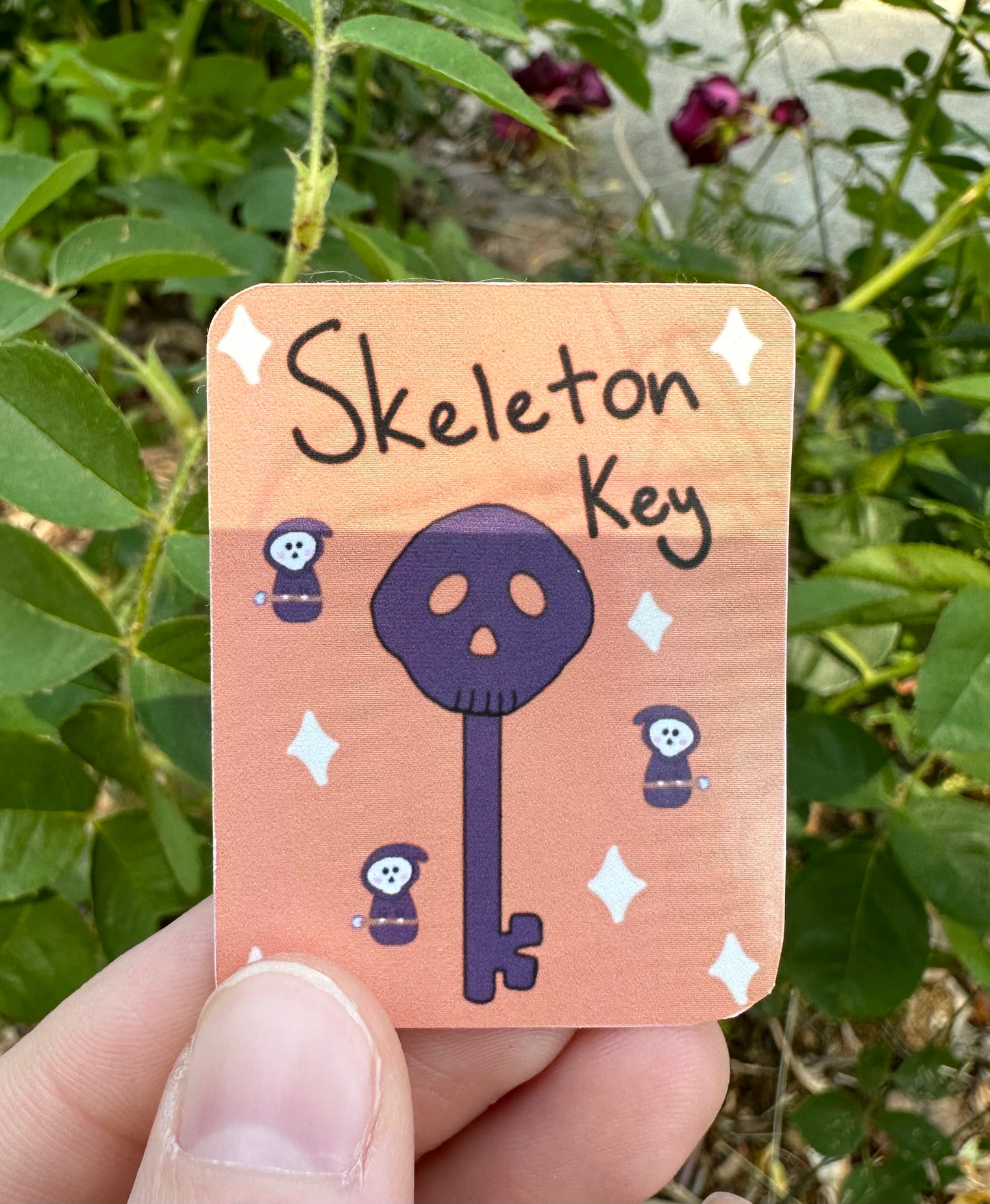 Skeleton Key White Glossy Sticker